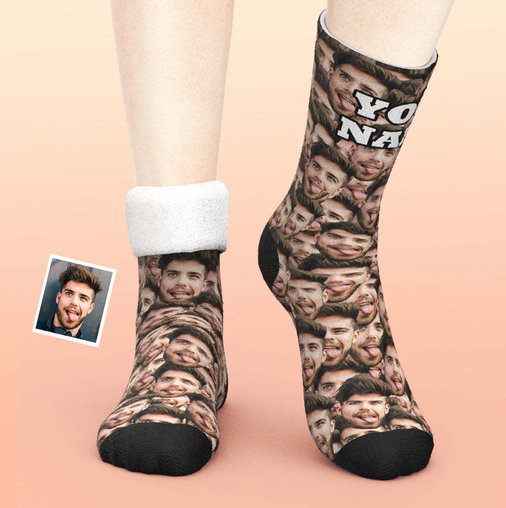 Custom Thick Socks Photo 3D Digital Printed Socks Autumn Winter Warm Socks Mash Face - My Photo Socks AU