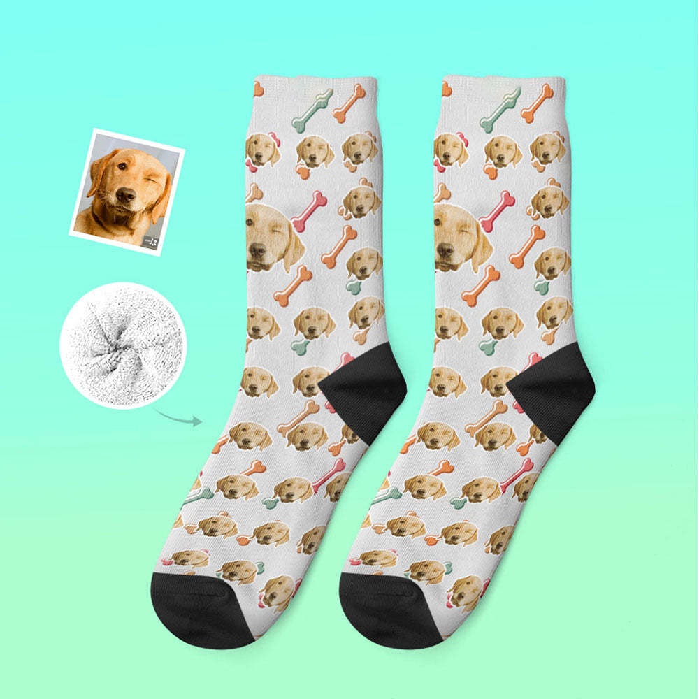 Custom Thick Socks Photo 3D Digital Printed Socks Autumn Winter Warm Socks Dog Face On Socks - My Photo Socks AU
