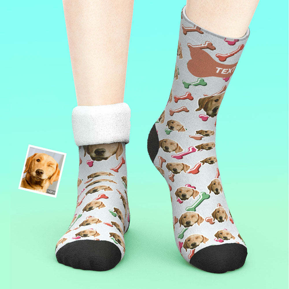 Custom Thick Socks Photo 3D Digital Printed Socks Autumn Winter Warm Socks Dog Face On Socks - My Photo Socks AU