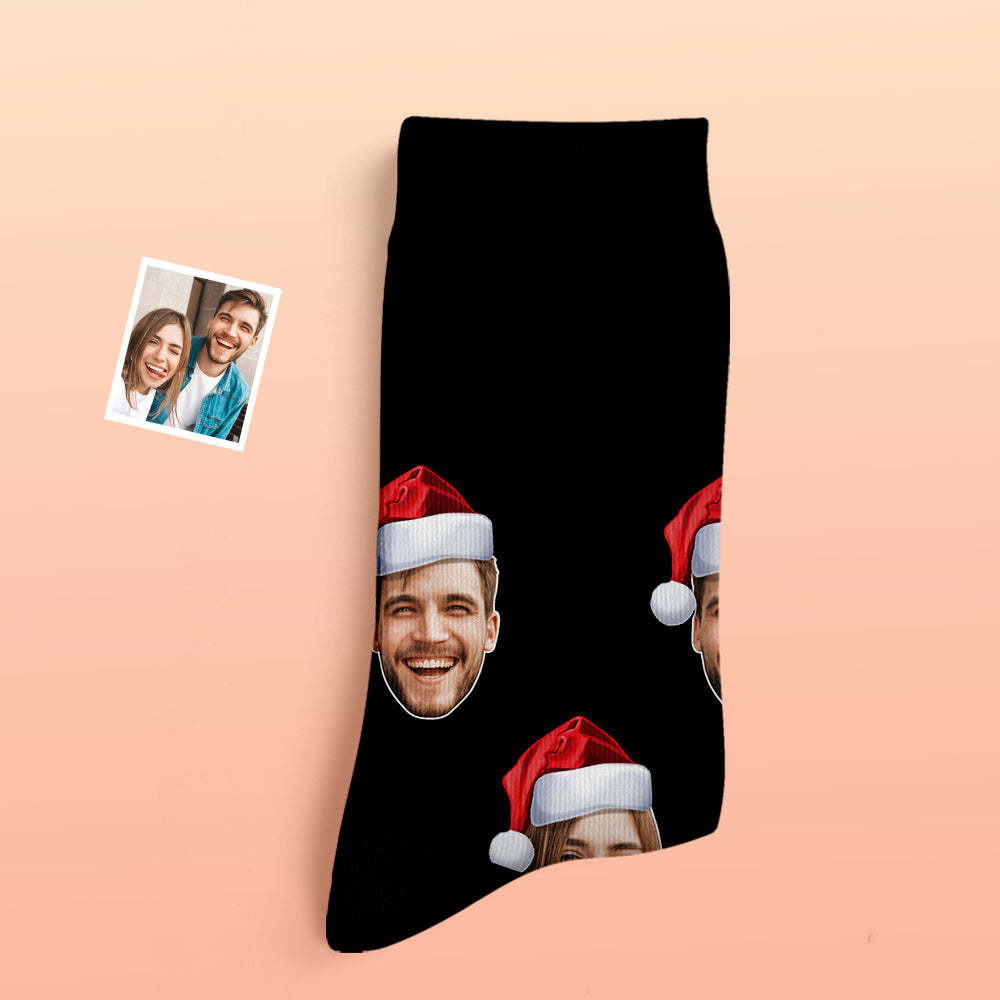 Custom Thick Socks Photo 3D Digital Printed Socks Autumn Winter Warm Socks Wear Santa Hat - My Photo Socks AU