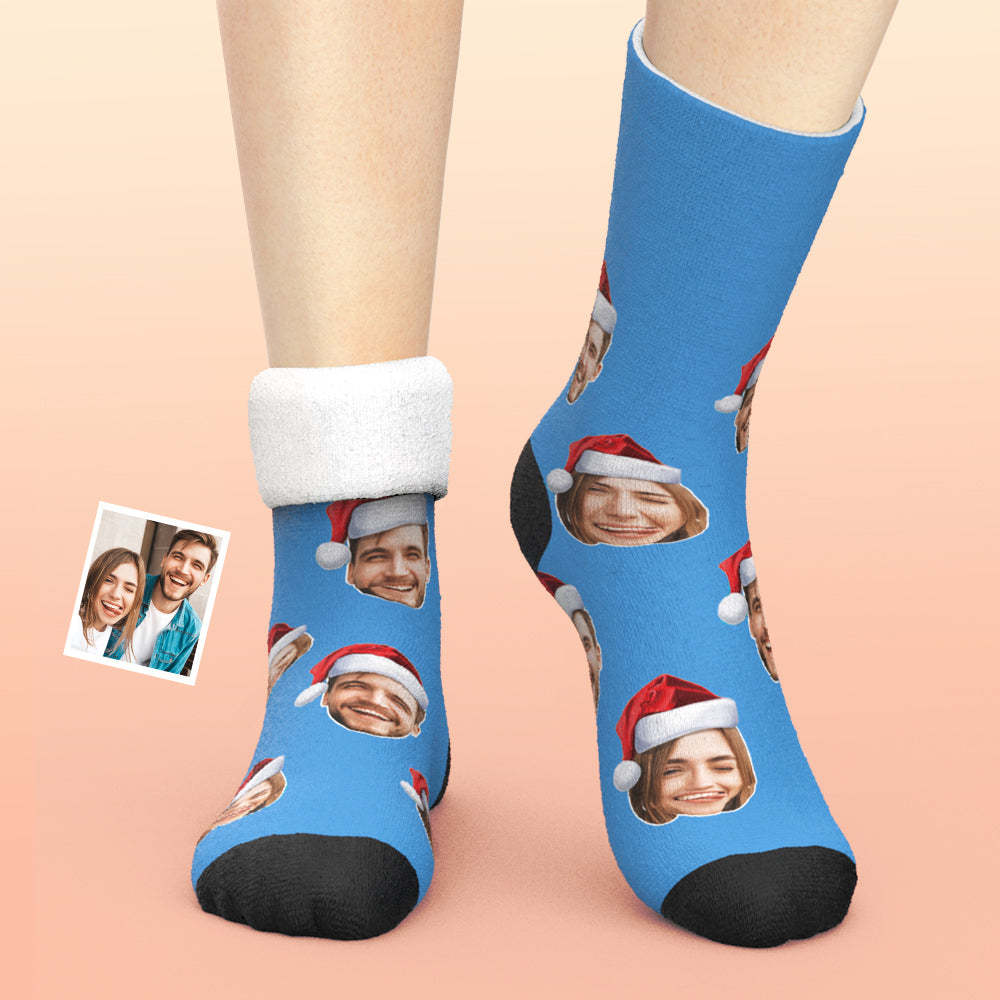 Custom Thick Socks Photo 3D Digital Printed Socks Autumn Winter Warm Socks Wear Santa Hat - My Photo Socks AU