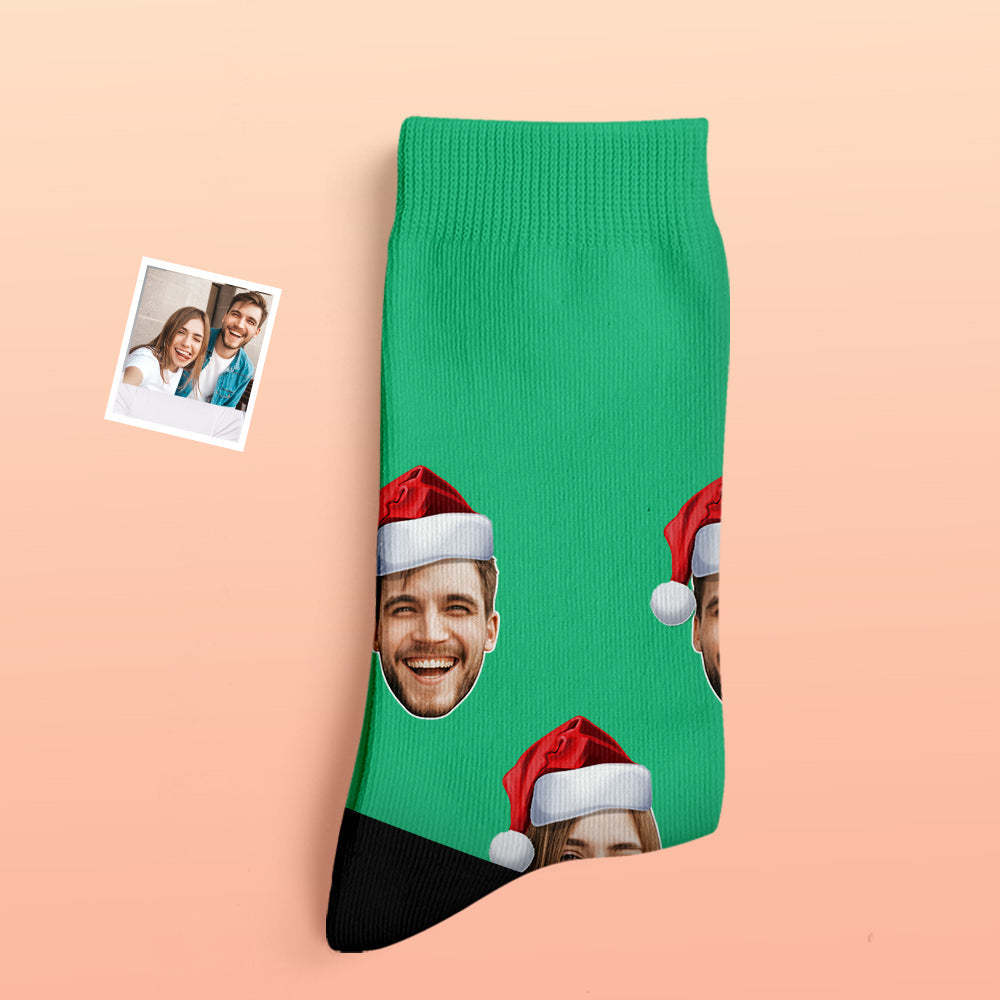 Custom Thick Socks Photo 3D Digital Printed Socks Autumn Winter Warm Socks Wear Santa Hat - My Photo Socks AU