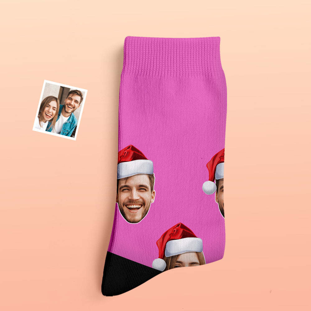 Custom Thick Socks Photo 3D Digital Printed Socks Autumn Winter Warm Socks Wear Santa Hat - My Photo Socks AU