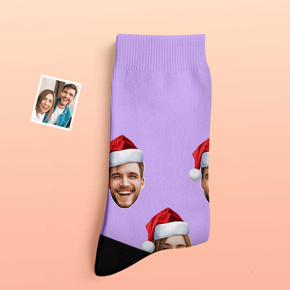 Custom Thick Socks Photo 3D Digital Printed Socks Autumn Winter Warm Socks Wear Santa Hat - My Photo Socks AU