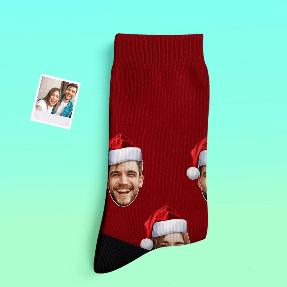 Custom Thick Socks Photo 3D Digital Printed Socks Autumn Winter Warm Socks Wear Santa Hat - My Photo Socks AU