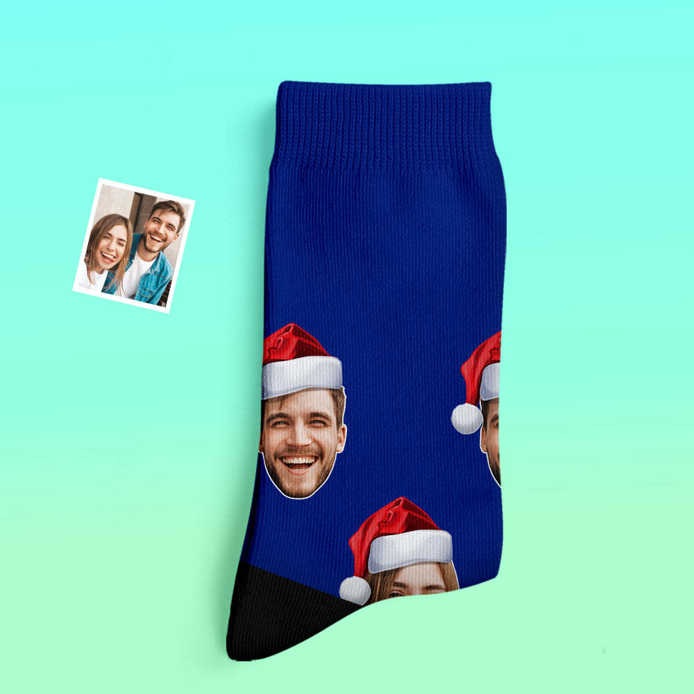 Custom Thick Socks Photo 3D Digital Printed Socks Autumn Winter Warm Socks Wear Santa Hat - My Photo Socks AU