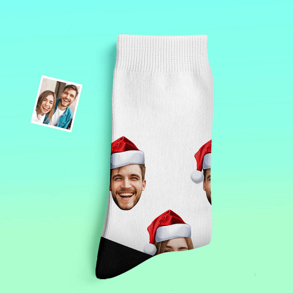 Custom Thick Socks Photo 3D Digital Printed Socks Autumn Winter Warm Socks Wear Santa Hat - My Photo Socks AU