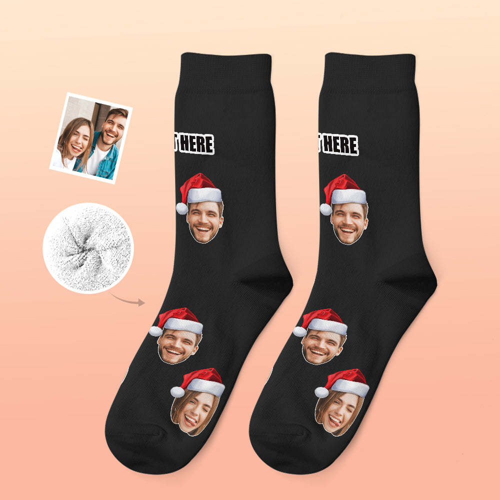Custom Thick Socks Photo 3D Digital Printed Socks Autumn Winter Warm Socks Wear Santa Hat - My Photo Socks AU