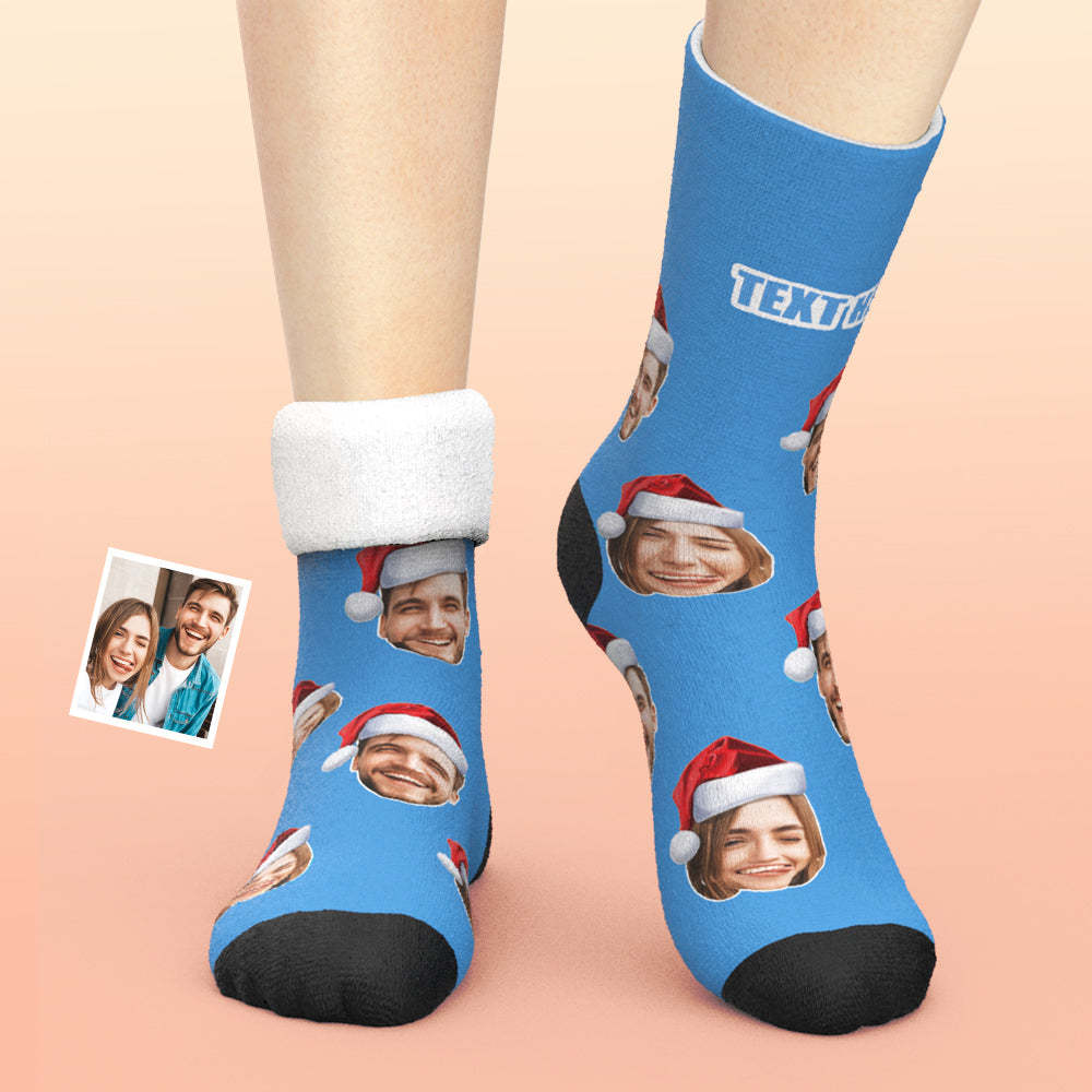 Custom Thick Socks Photo 3D Digital Printed Socks Autumn Winter Warm Socks Wear Santa Hat - My Photo Socks AU