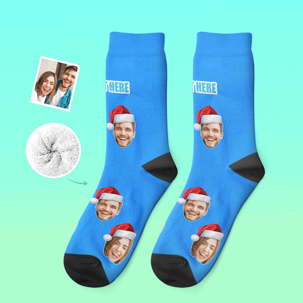 Custom Thick Socks Photo 3D Digital Printed Socks Autumn Winter Warm Socks Wear Santa Hat - My Photo Socks AU