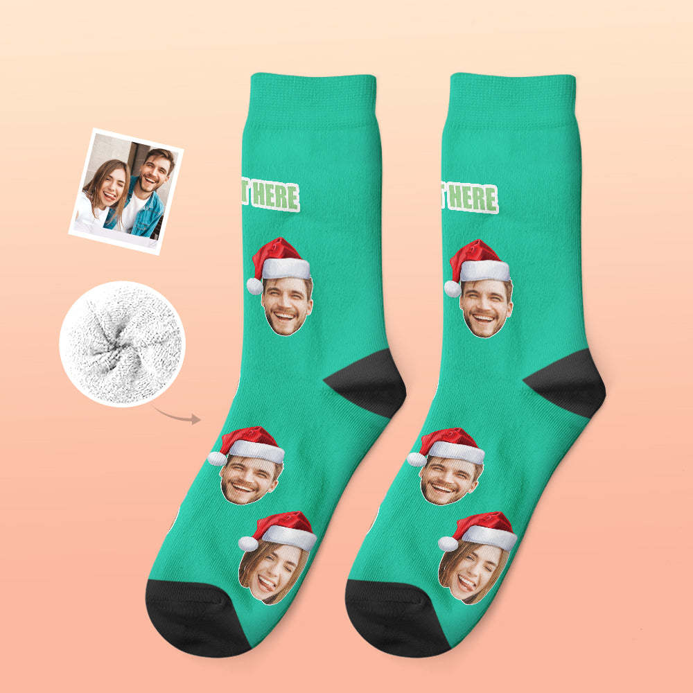 Custom Thick Socks Photo 3D Digital Printed Socks Autumn Winter Warm Socks Wear Santa Hat - My Photo Socks AU