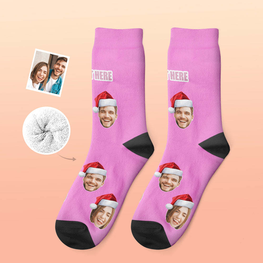 Custom Thick Socks Photo 3D Digital Printed Socks Autumn Winter Warm Socks Wear Santa Hat - My Photo Socks AU