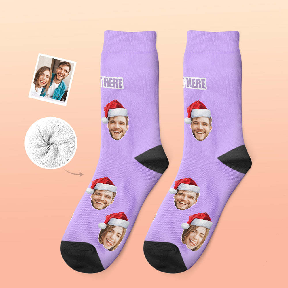 Custom Thick Socks Photo 3D Digital Printed Socks Autumn Winter Warm Socks Wear Santa Hat - My Photo Socks AU