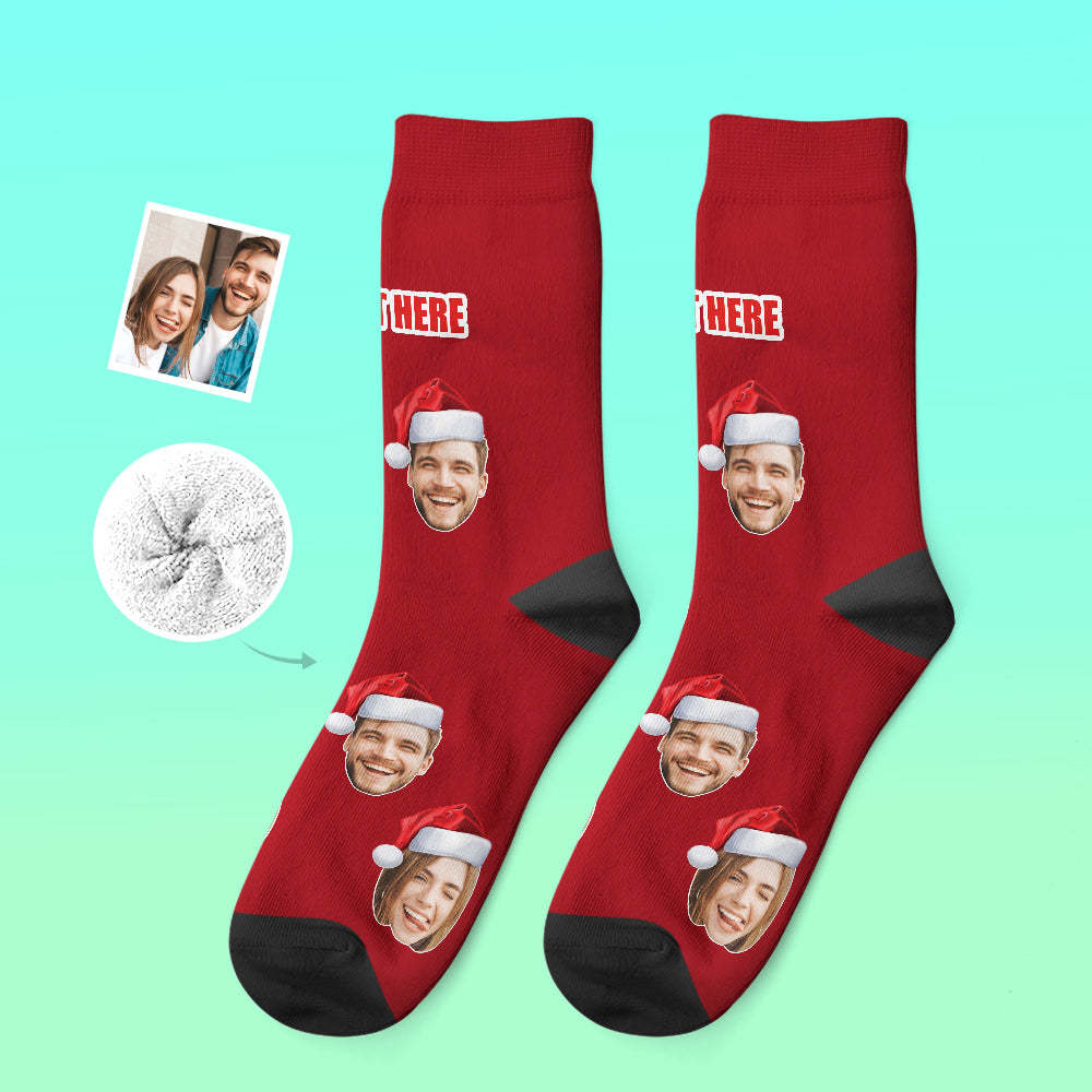 Custom Thick Socks Photo 3D Digital Printed Socks Autumn Winter Warm Socks Wear Santa Hat - My Photo Socks AU