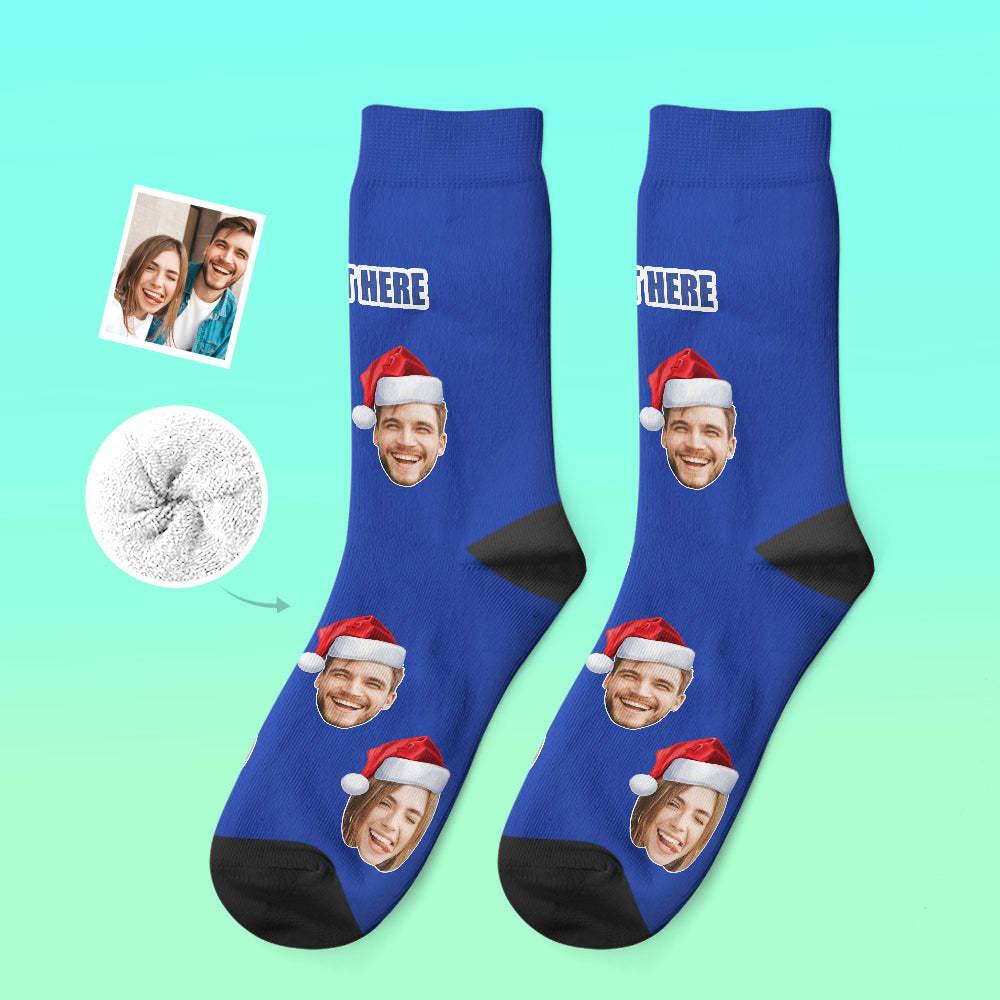 Custom Thick Socks Photo 3D Digital Printed Socks Autumn Winter Warm Socks Wear Santa Hat - My Photo Socks AU