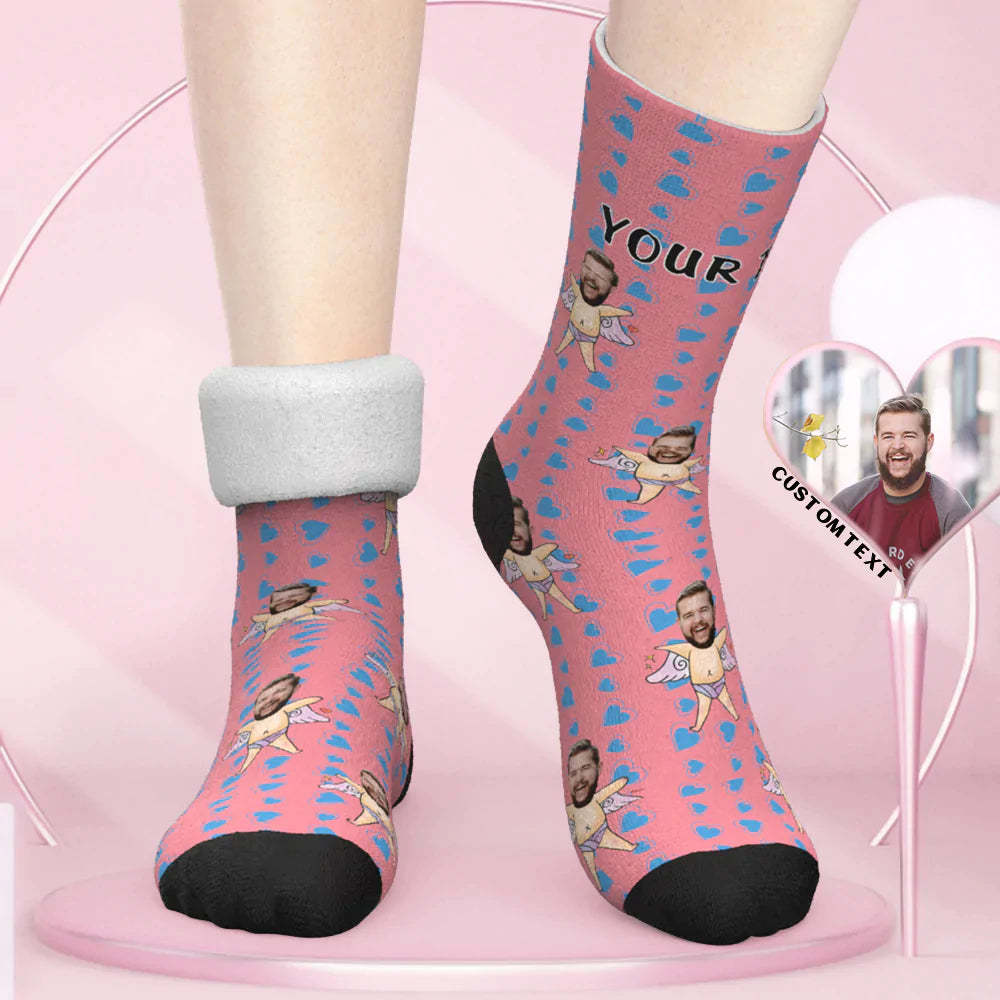 Custom Thick Socks Photo Autumn Winter Warm Socks Cupid Funny Socks Valentine's Day Gift - My Photo Socks AU