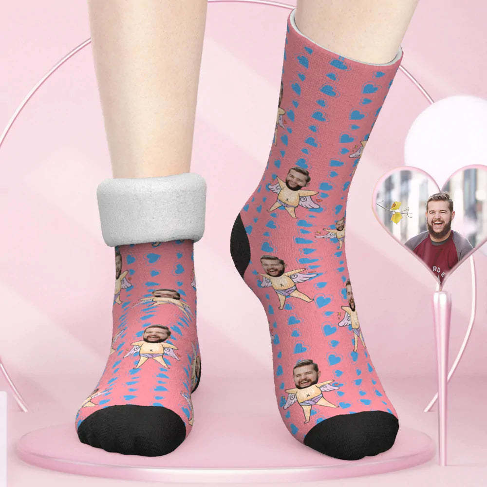 Custom Thick Socks Photo Autumn Winter Warm Socks Cupid Funny Socks Valentine's Day Gift - My Photo Socks AU