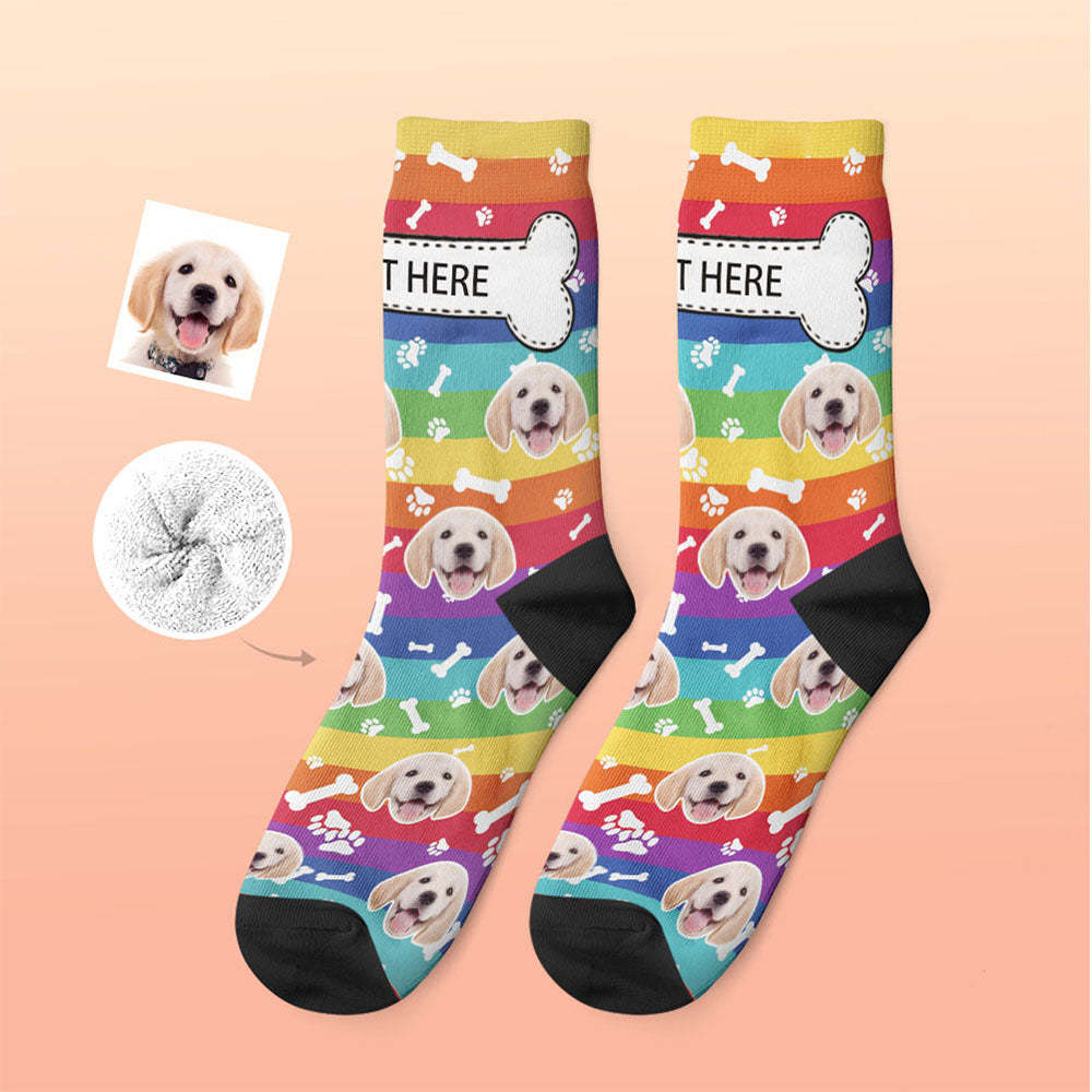 Custom Thick Socks Photo 3D Digital Printed Socks Autumn Winter Warm Socks Rainbow Dog - My Photo Socks AU
