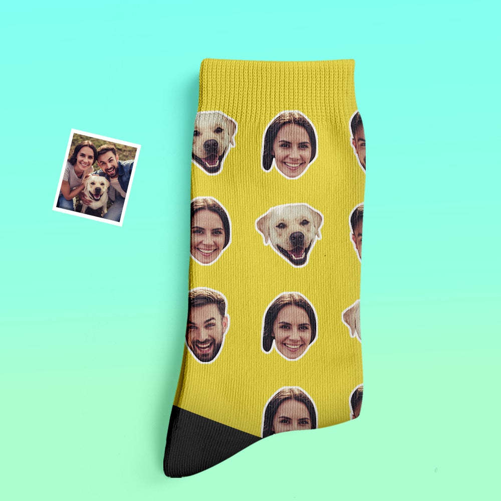 Custom Thick Socks Photo 3D Digital Printed Socks Autumn Winter Warm Socks Two Faces - My Photo Socks AU