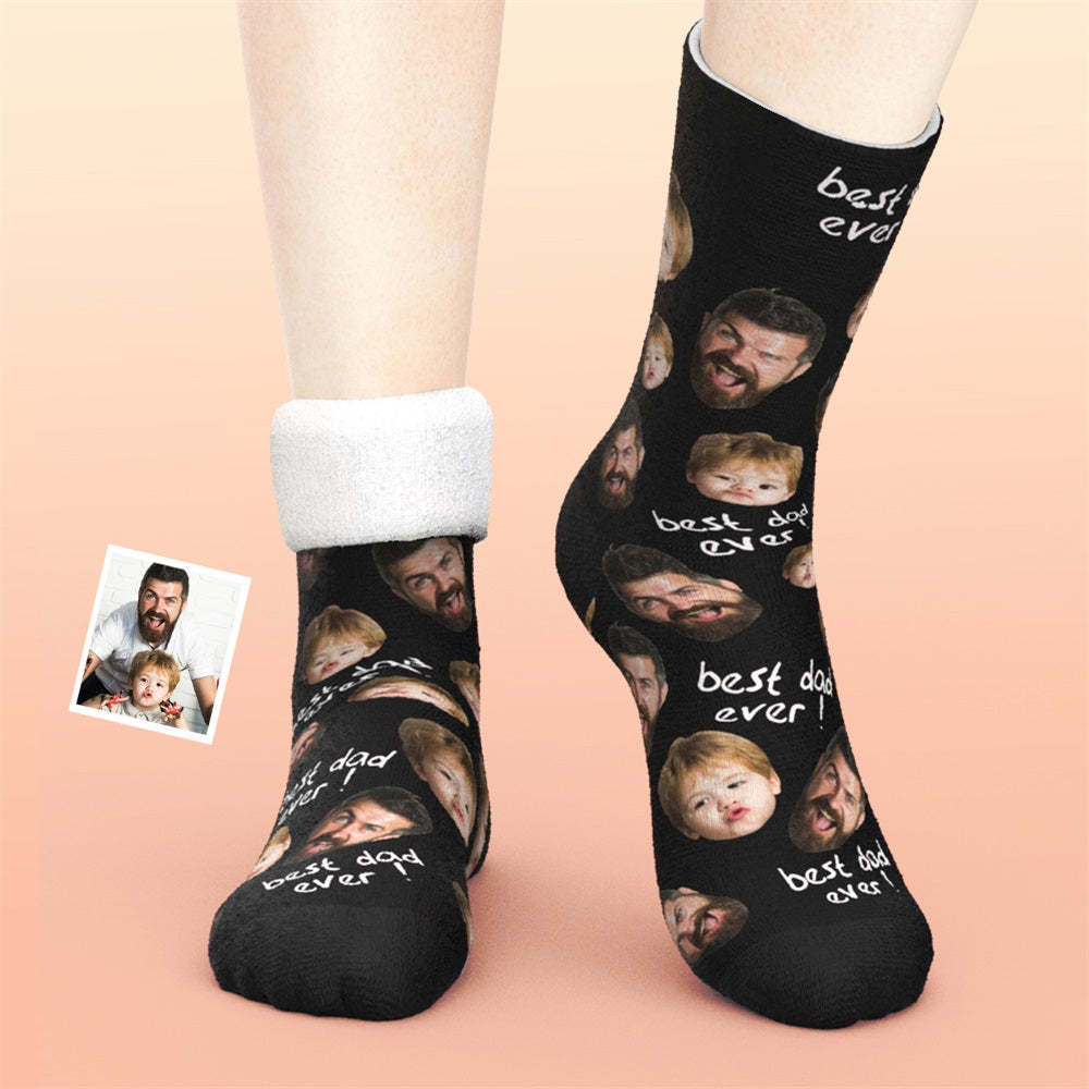 Custom Thick Socks Photo 3D Digital Printed Socks Autumn Winter Warm Socks To The Best Dad - My Photo Socks AU