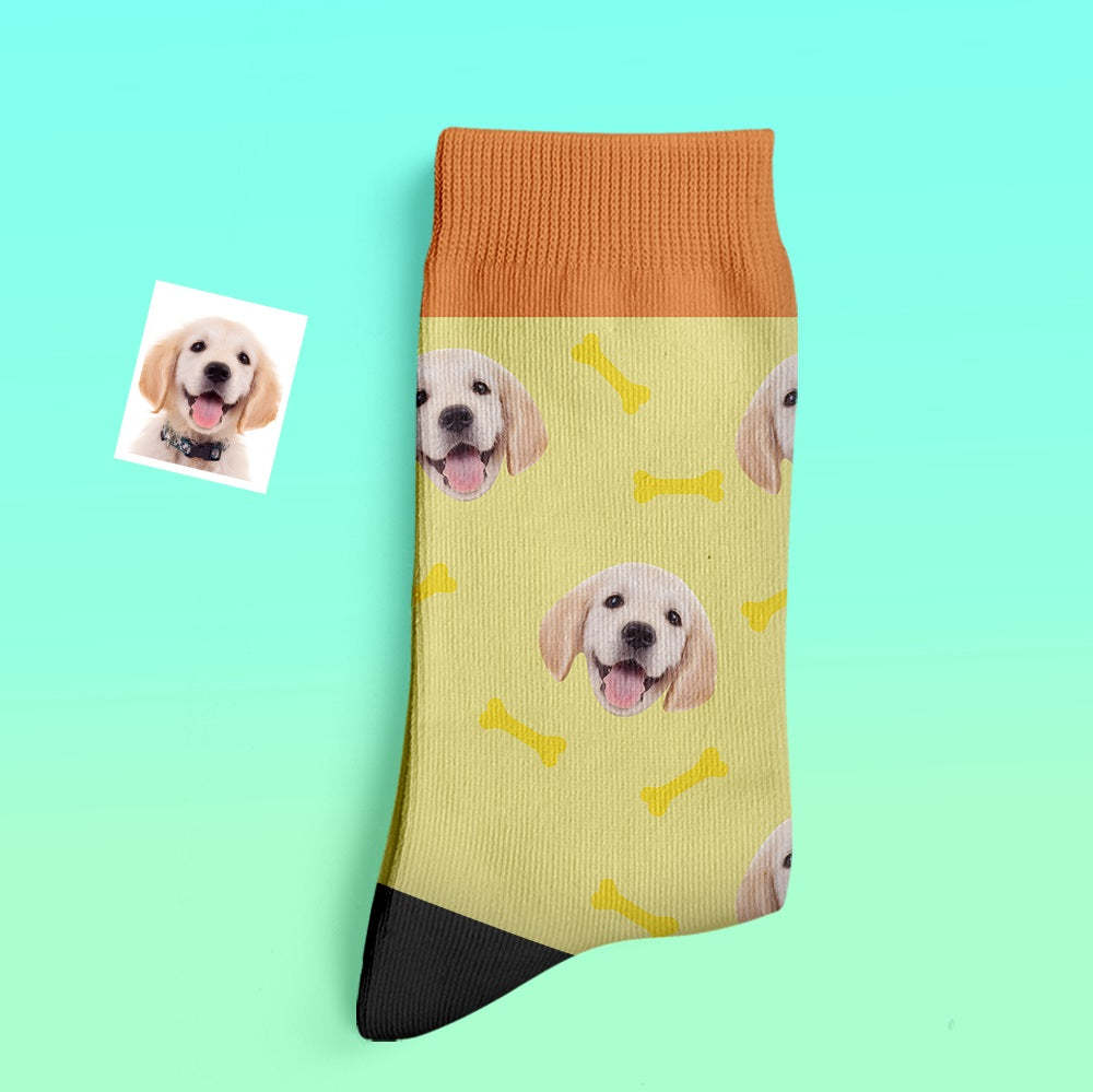 Custom Thick Socks Photo 3D Digital Printed Socks Autumn Winter Warm Pet Face Socks Bone - My Photo Socks AU