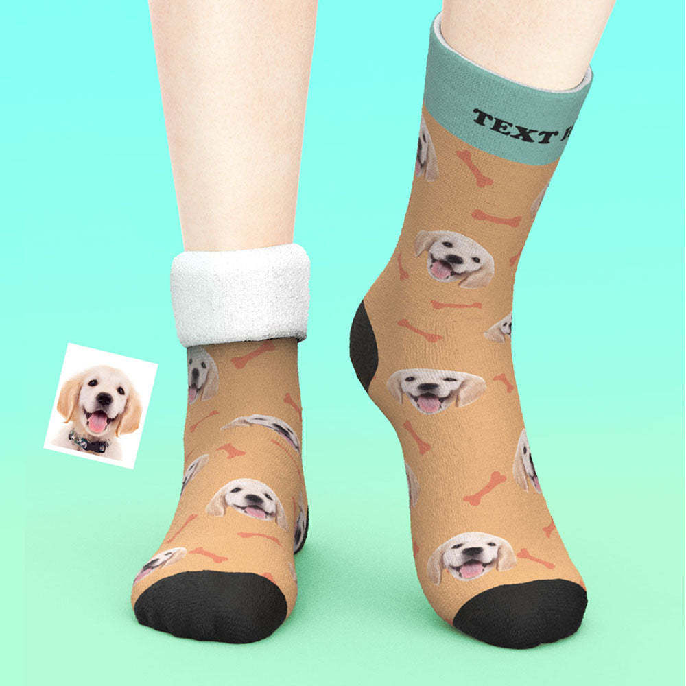 Custom Thick Socks Photo 3D Digital Printed Socks Autumn Winter Warm Pet Face Socks Bone - My Photo Socks AU
