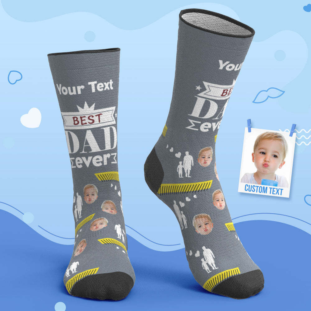 Custom Breathable Face Socks Best Dad Ever Socks Father's Day Gifts - My Photo Socks AU