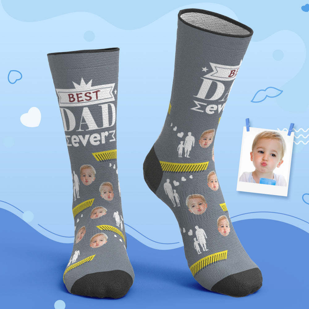 Custom Breathable Face Socks Best Dad Ever Socks Father's Day Gifts - My Photo Socks AU