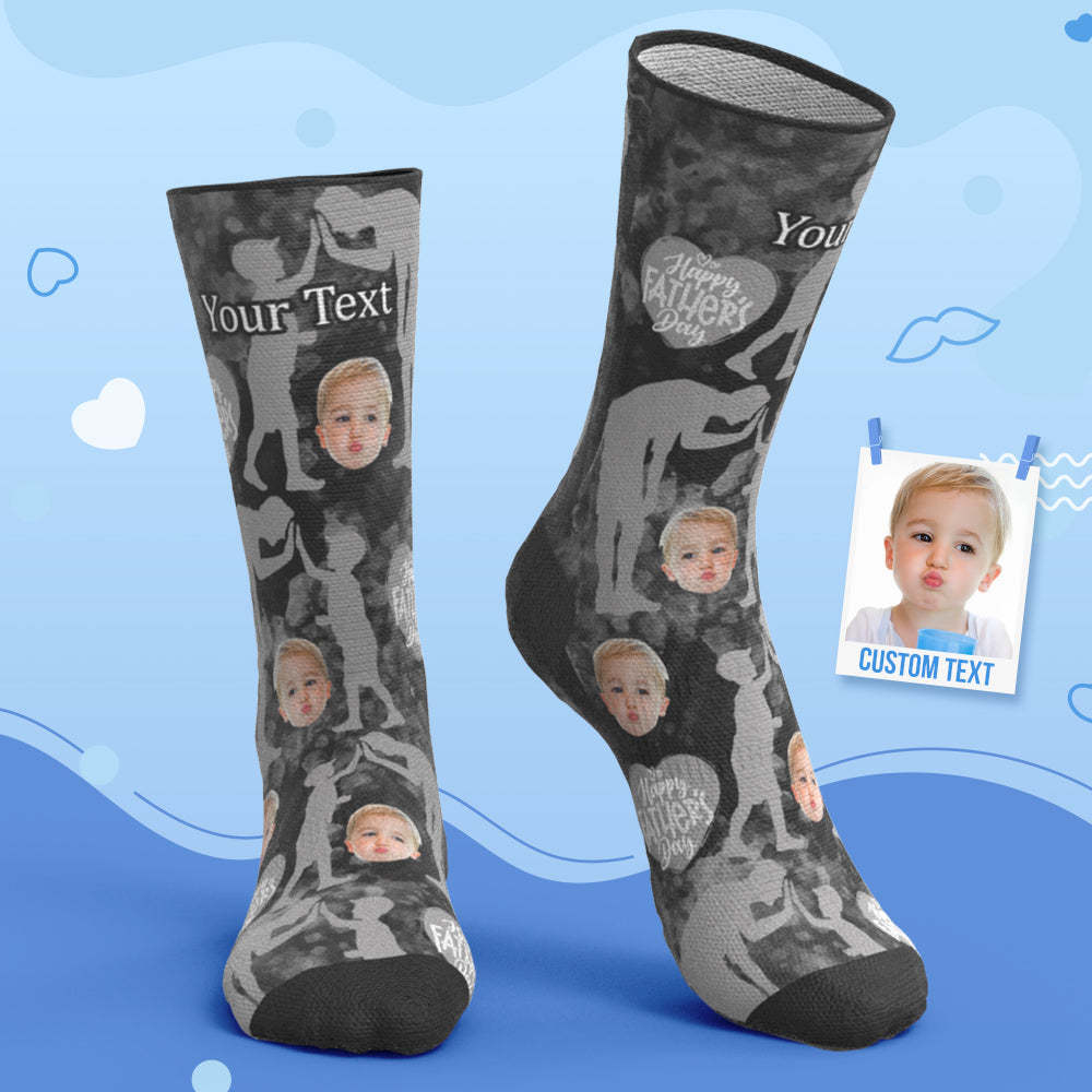 Custom Breathable Face Socks Ink Silhouette Socks Father's Day Gifts - My Photo Socks AU