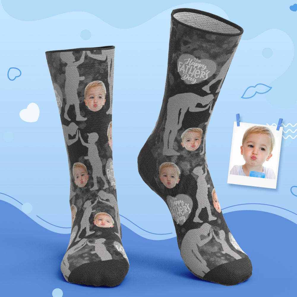 Custom Breathable Face Socks Ink Silhouette Socks Father's Day Gifts - My Photo Socks AU