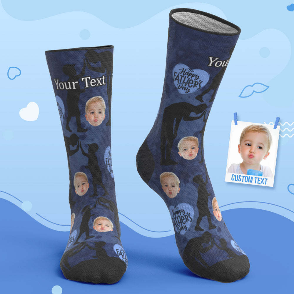 Custom Breathable Face Socks Ink Silhouette Socks Father's Day Gifts - My Photo Socks AU