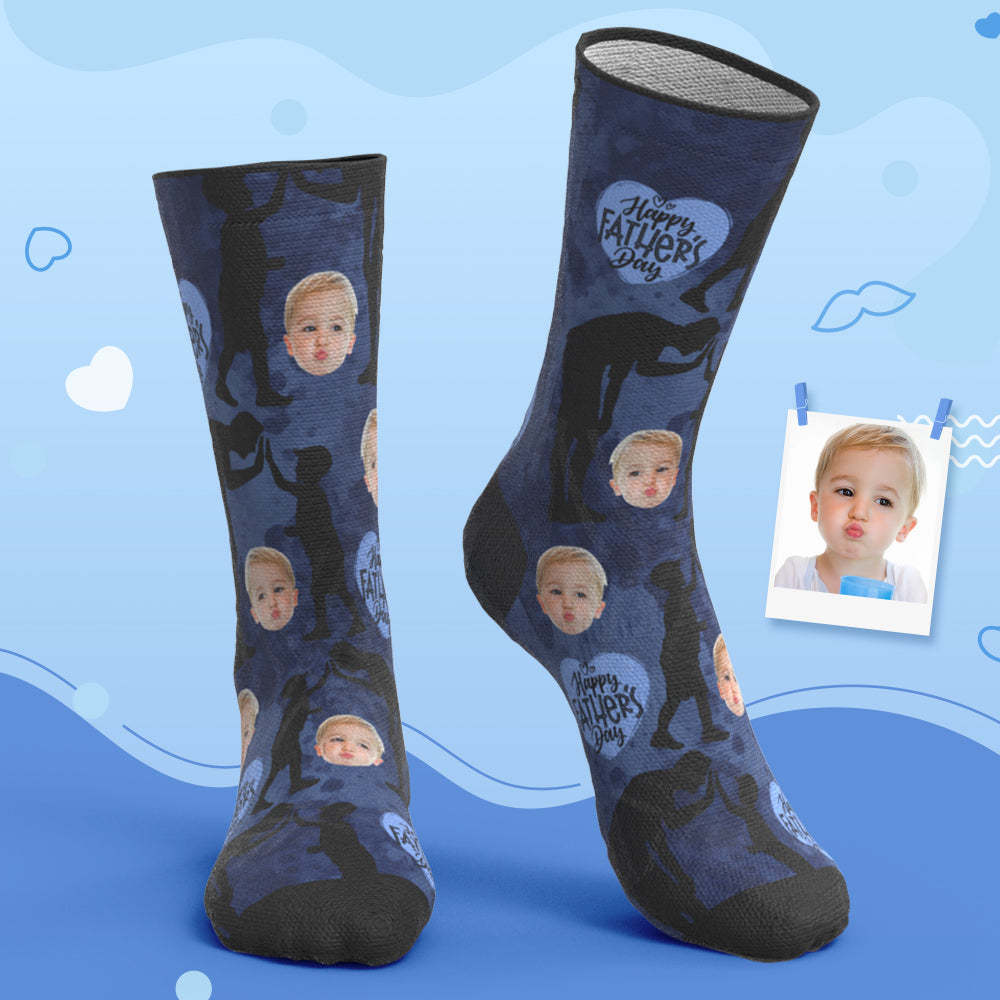 Custom Breathable Face Socks Ink Silhouette Socks Father's Day Gifts - My Photo Socks AU