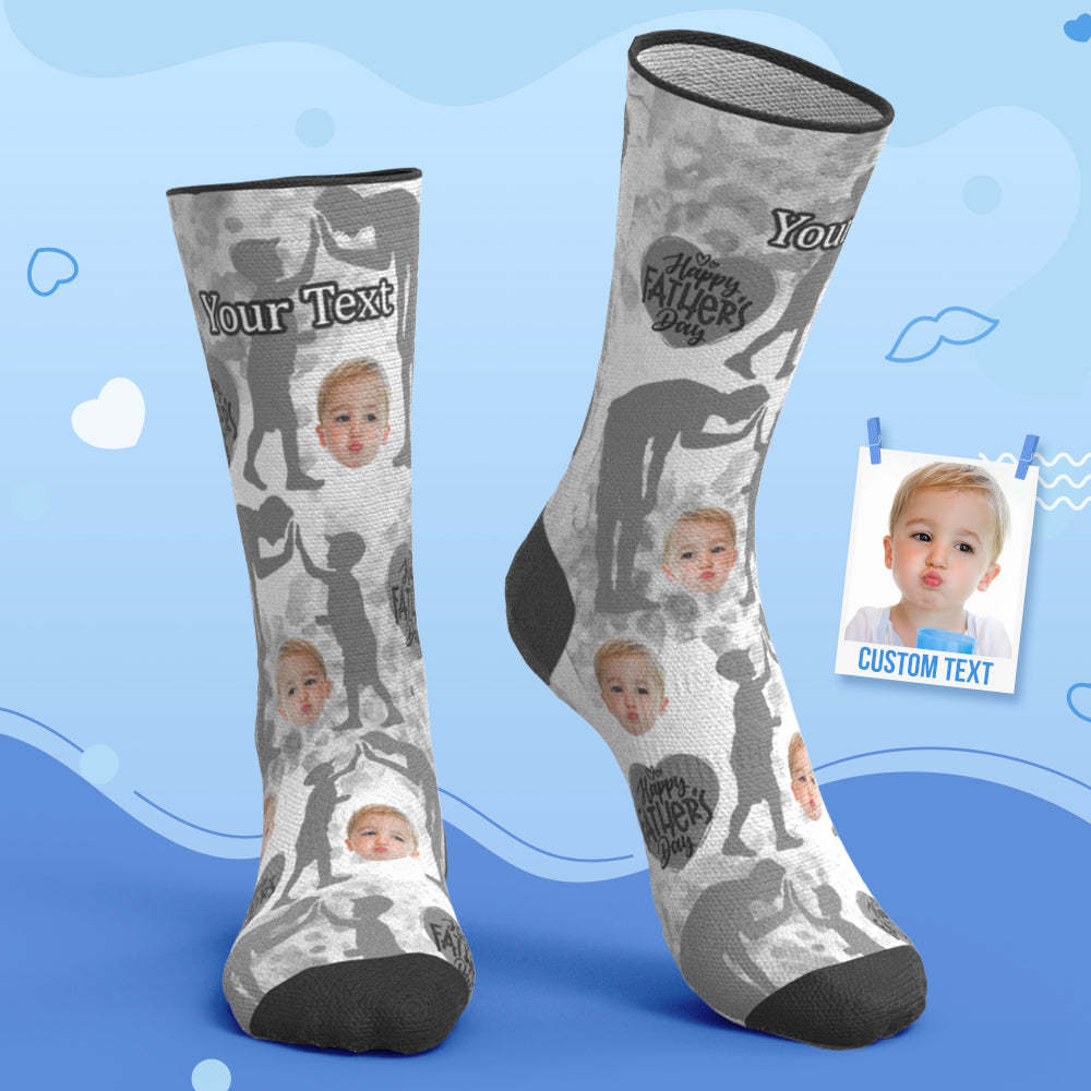 Custom Breathable Face Socks Ink Silhouette Socks Father's Day Gifts - My Photo Socks AU