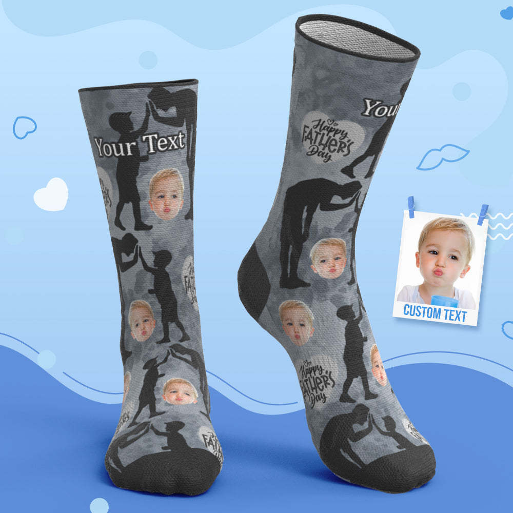 Custom Breathable Face Socks Ink Silhouette Socks Father's Day Gifts - My Photo Socks AU