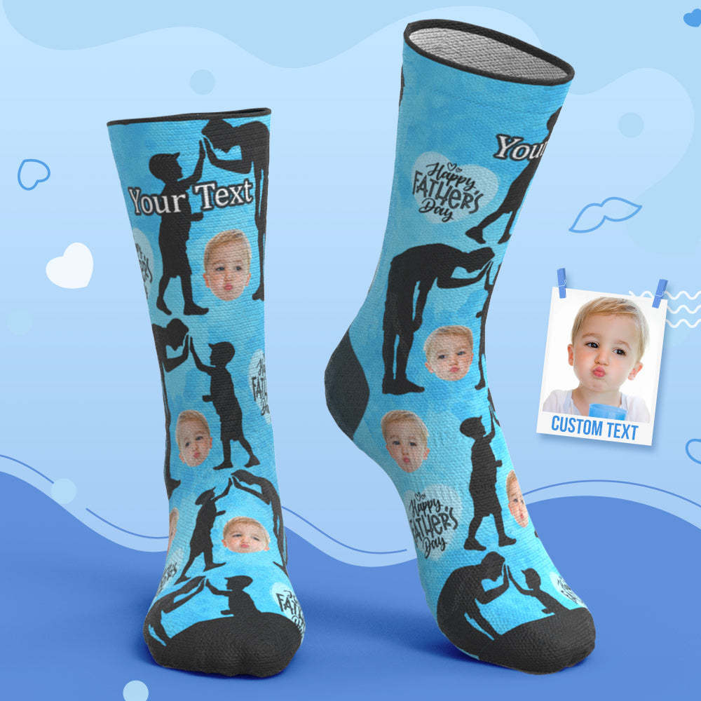 Custom Breathable Face Socks Ink Silhouette Socks Father's Day Gifts - My Photo Socks AU