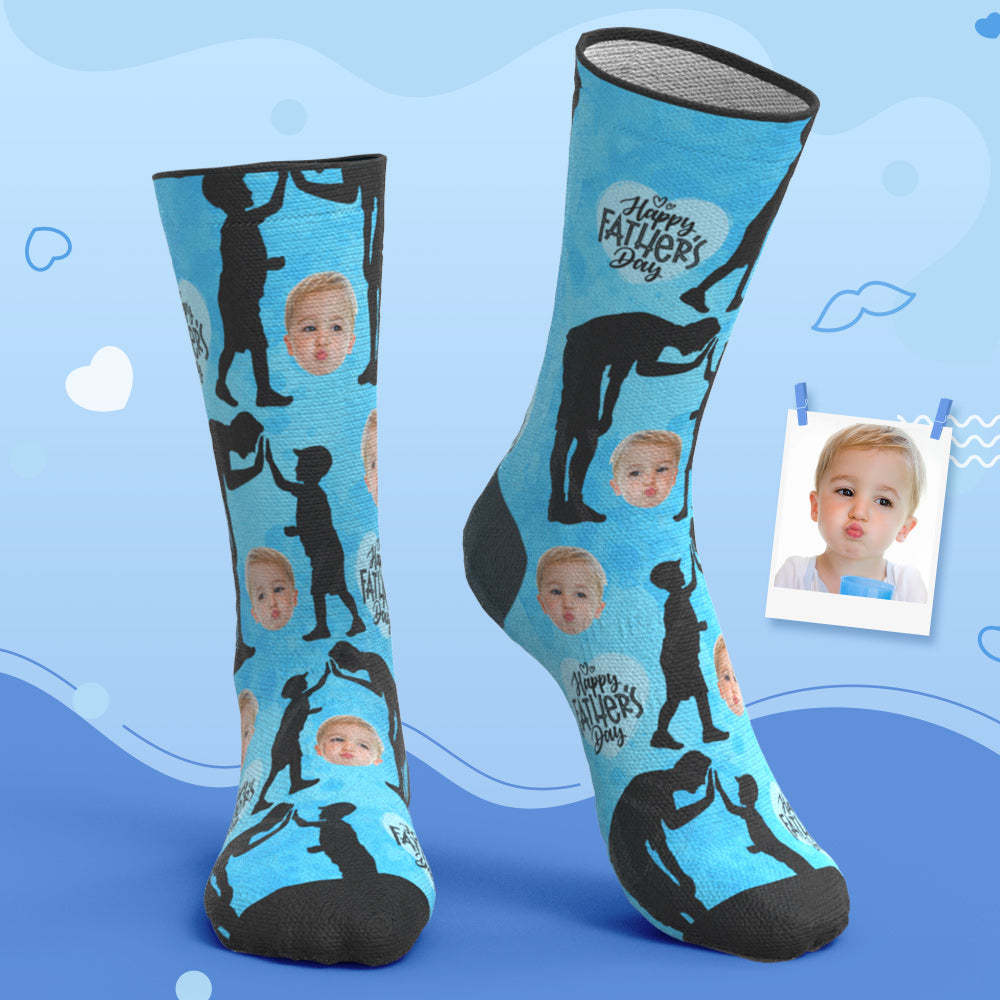 Custom Breathable Face Socks Ink Silhouette Socks Father's Day Gifts - My Photo Socks AU