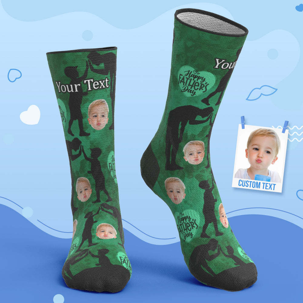 Custom Breathable Face Socks Ink Silhouette Socks Father's Day Gifts - My Photo Socks AU