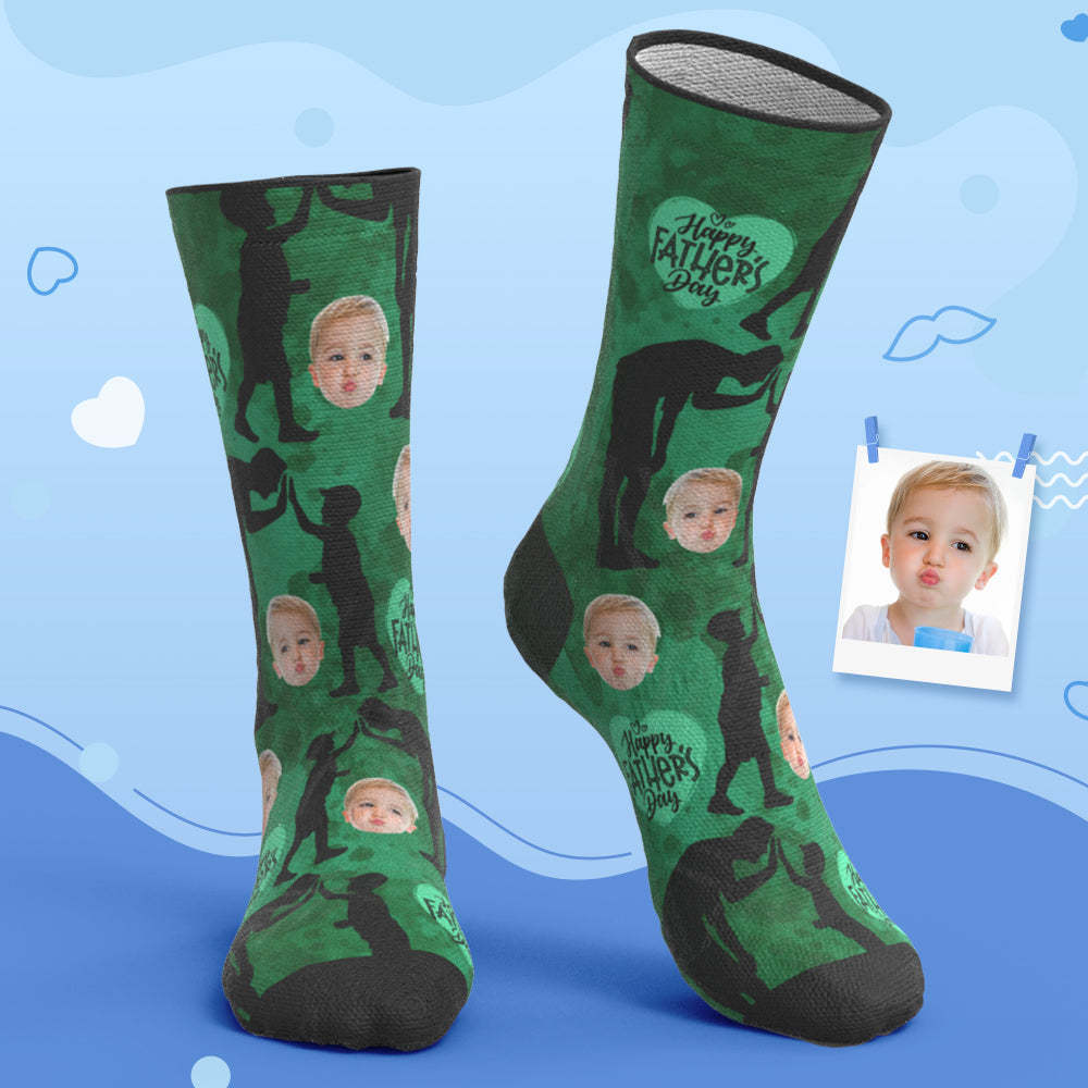 Custom Breathable Face Socks Ink Silhouette Socks Father's Day Gifts - My Photo Socks AU