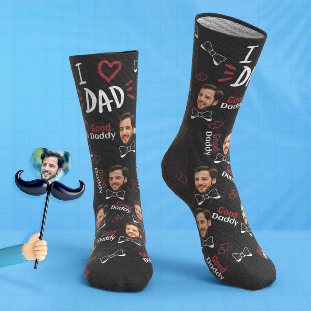 Custom Breathable Face Socks I Love Dad Father's Day Gifts - My Photo Socks AU