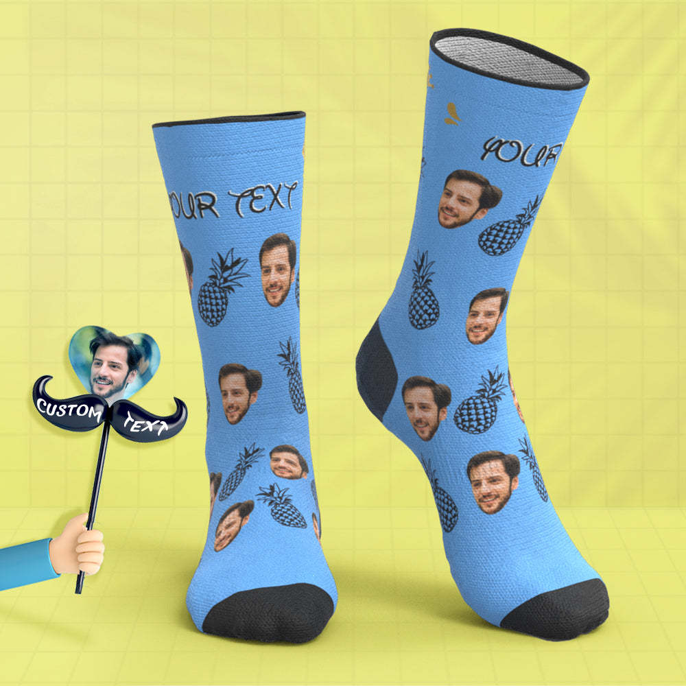 Custom Breathable Face Socks Pineapple Socks Father's Day Gifts - My Photo Socks AU