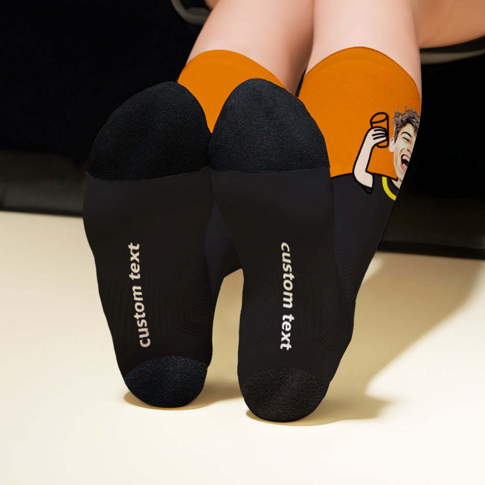 Custom Breathable Face Socks Cheers Featuring Cartoon Imagery - My Photo Socks AU