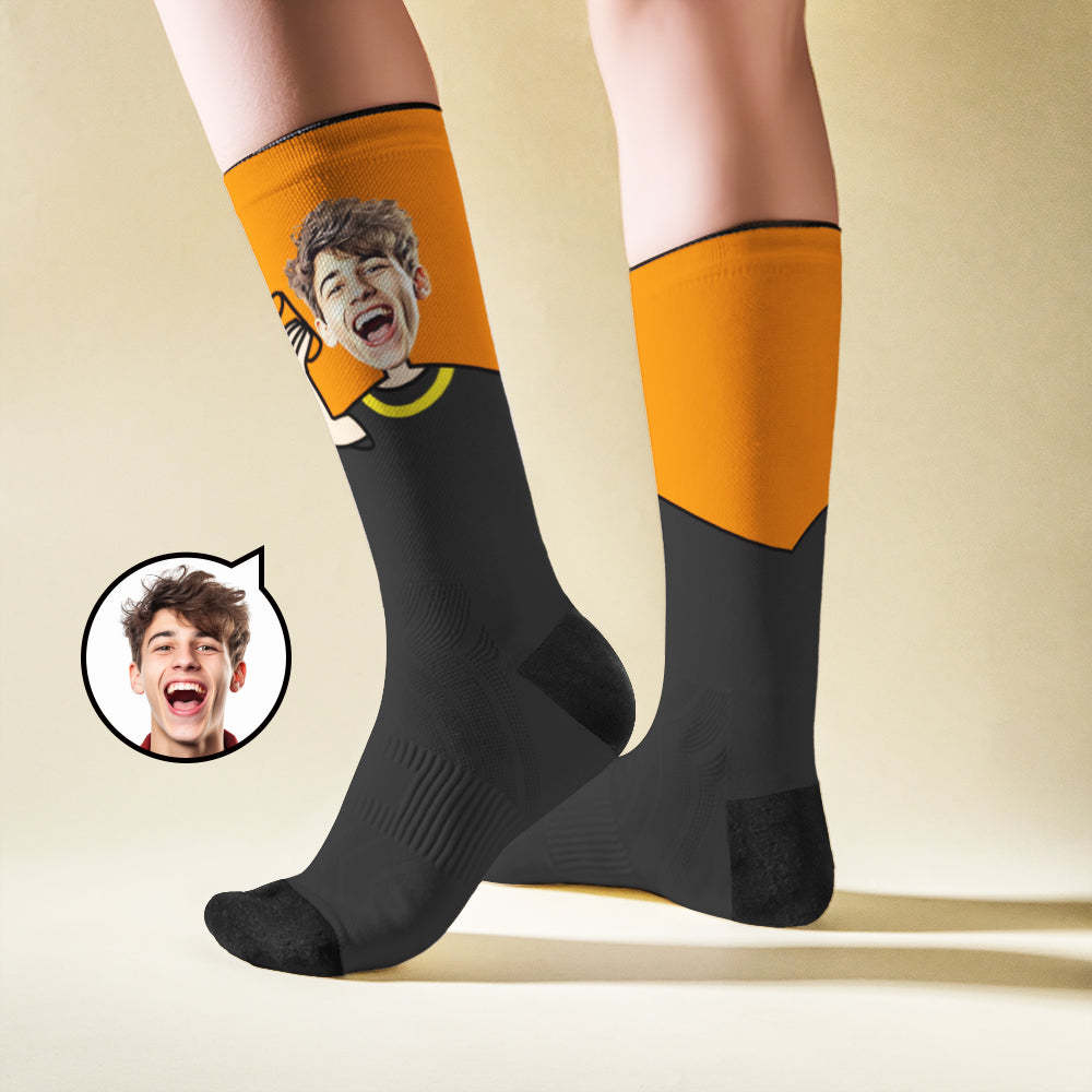 Custom Breathable Face Socks Cheers Featuring Cartoon Imagery - My Photo Socks AU