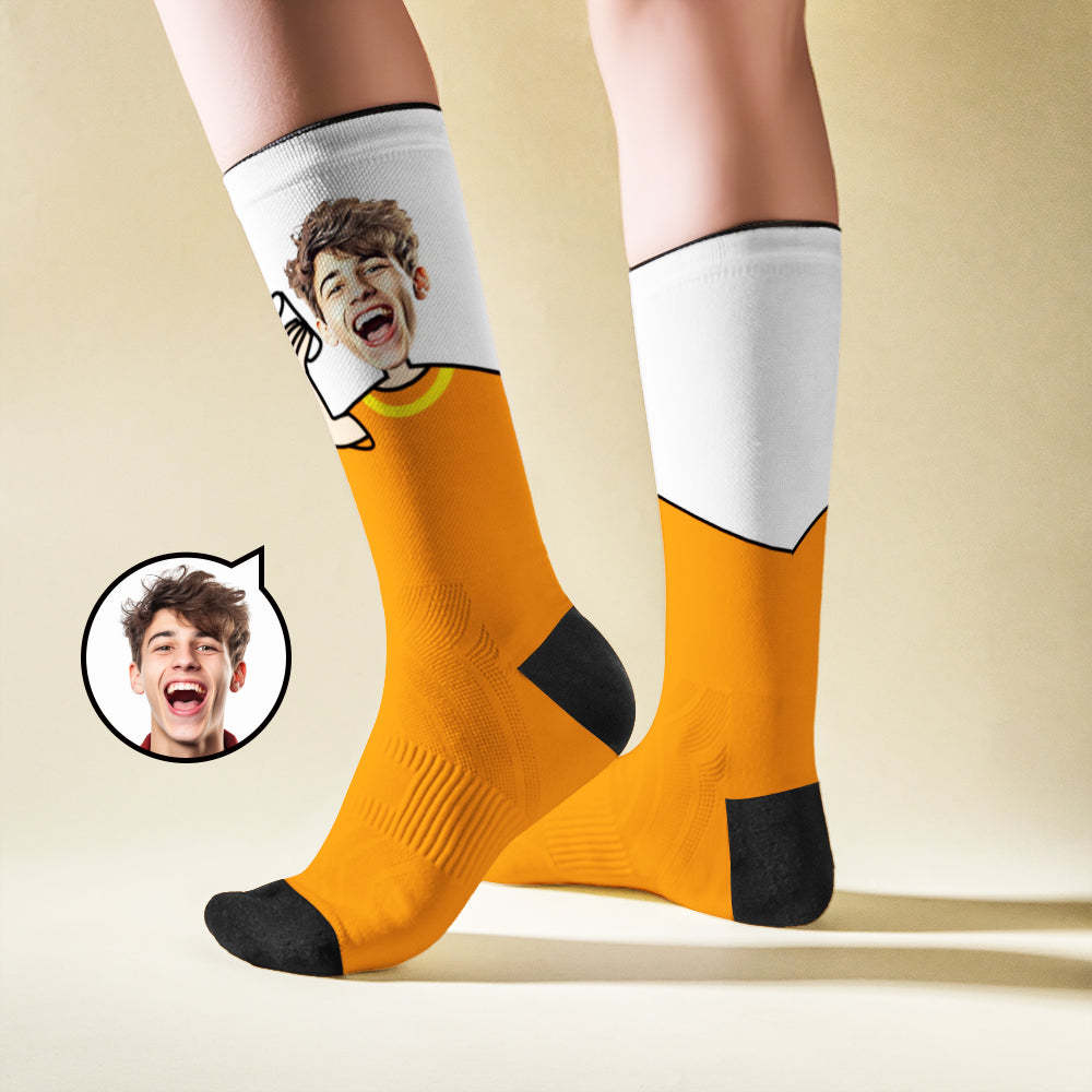 Custom Breathable Face Socks Cheers Featuring Cartoon Imagery - My Photo Socks AU