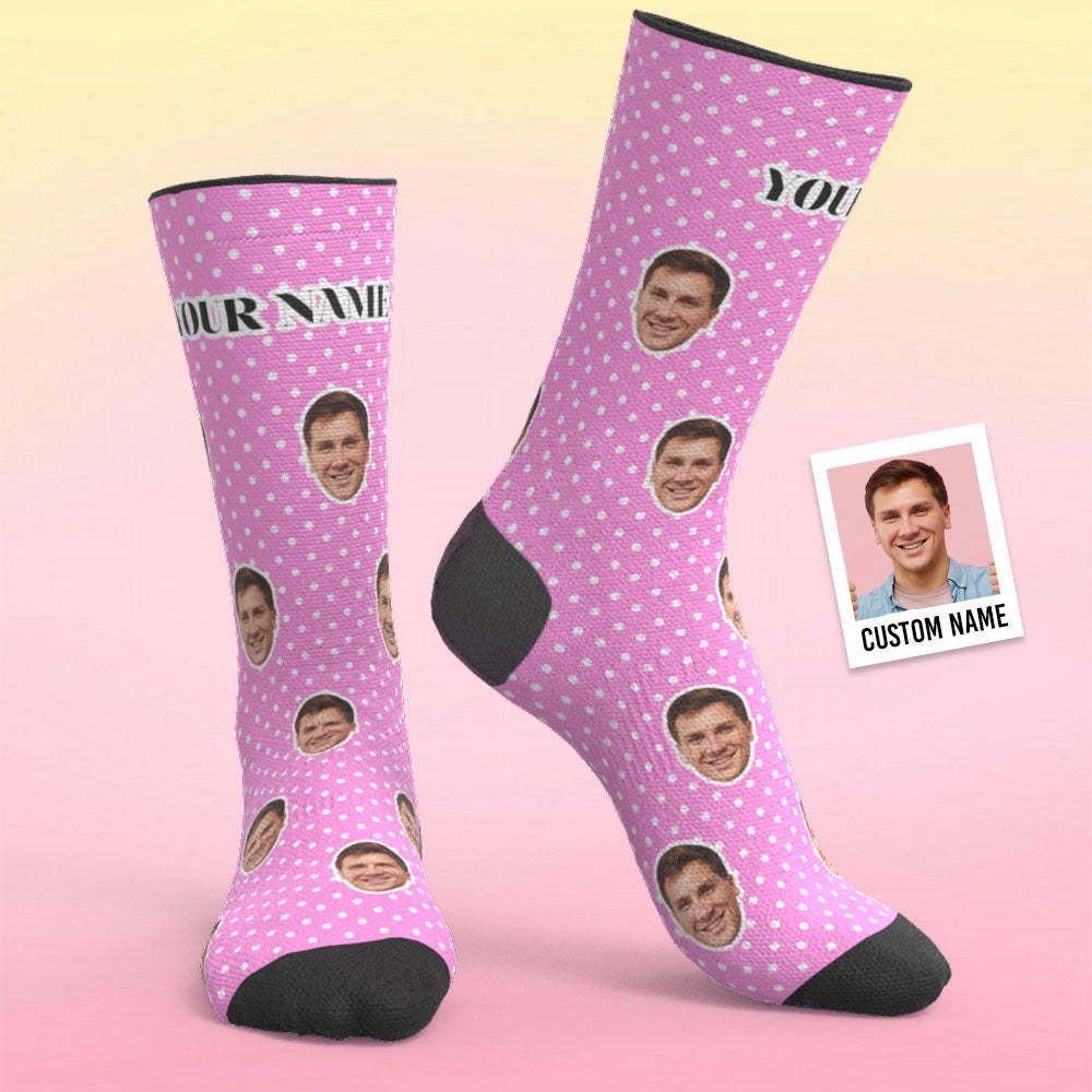 Custom Breathable Face Socks Pink Spots Socks - My Photo Socks AU