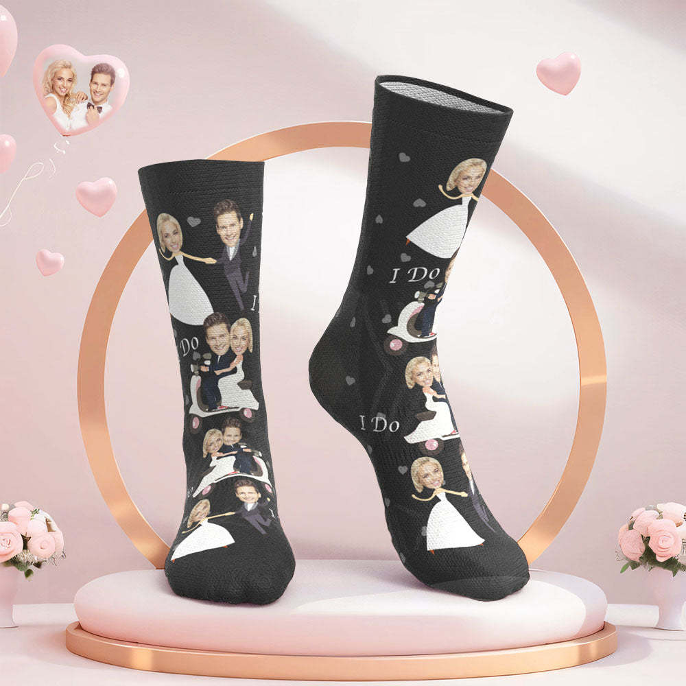 Custom Face Wedding Socks Amour Couple Love Socks I Do - My Photo Socks AU
