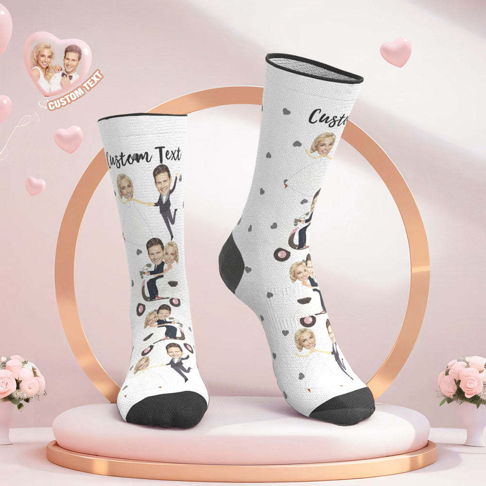 Custom Face Wedding Socks Amour Couple Love Socks I Do - My Photo Socks AU