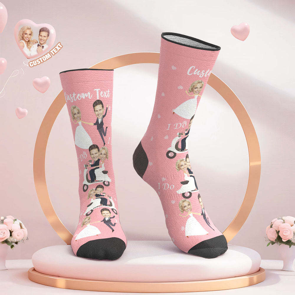 Custom Face Wedding Socks Amour Couple Love Socks I Do - My Photo Socks AU