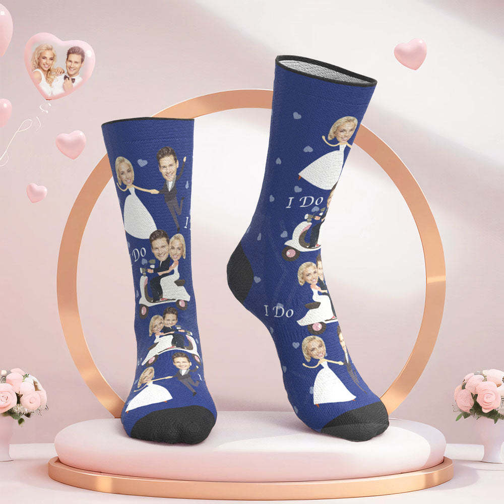 Custom Face Wedding Socks Amour Couple Love Socks I Do - My Photo Socks AU