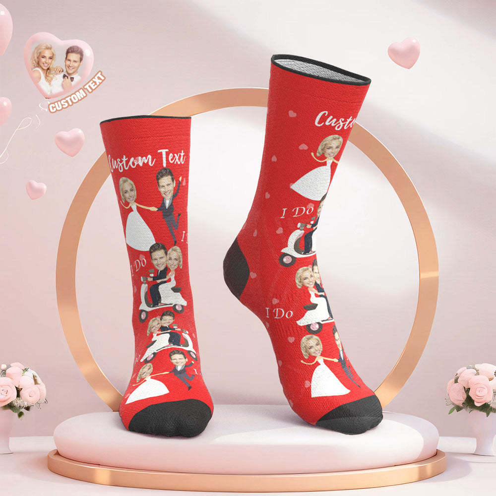 Custom Face Wedding Socks Amour Couple Love Socks I Do - My Photo Socks AU