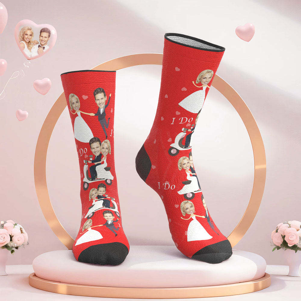 Custom Face Wedding Socks Amour Couple Love Socks I Do - My Photo Socks AU